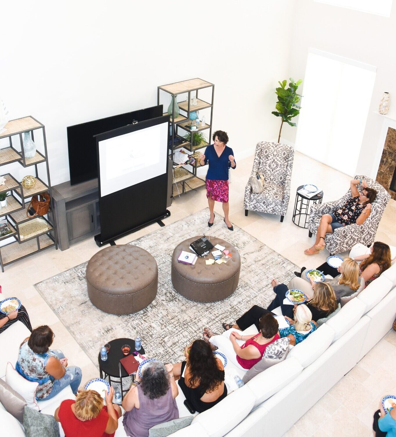Marcella Scherer leading women in a Power of the Pause retreat experience in Jupiter, Florida